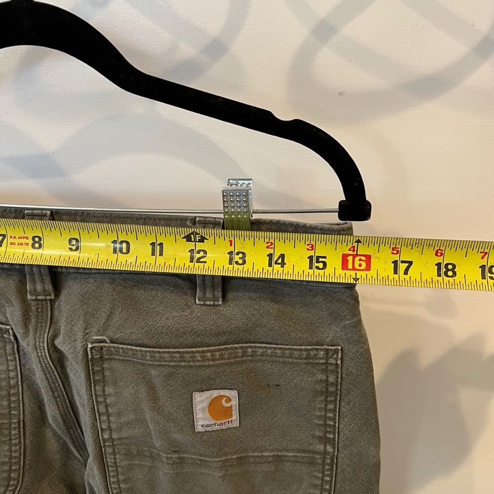 Carhartt Relaxed Fit Carpenter Pants Olive Green Distressed Workwear 32x32 Mens - Picture 9 of 9